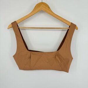 The Andamane Camel Tan Business Casual Bandeau Micro Top